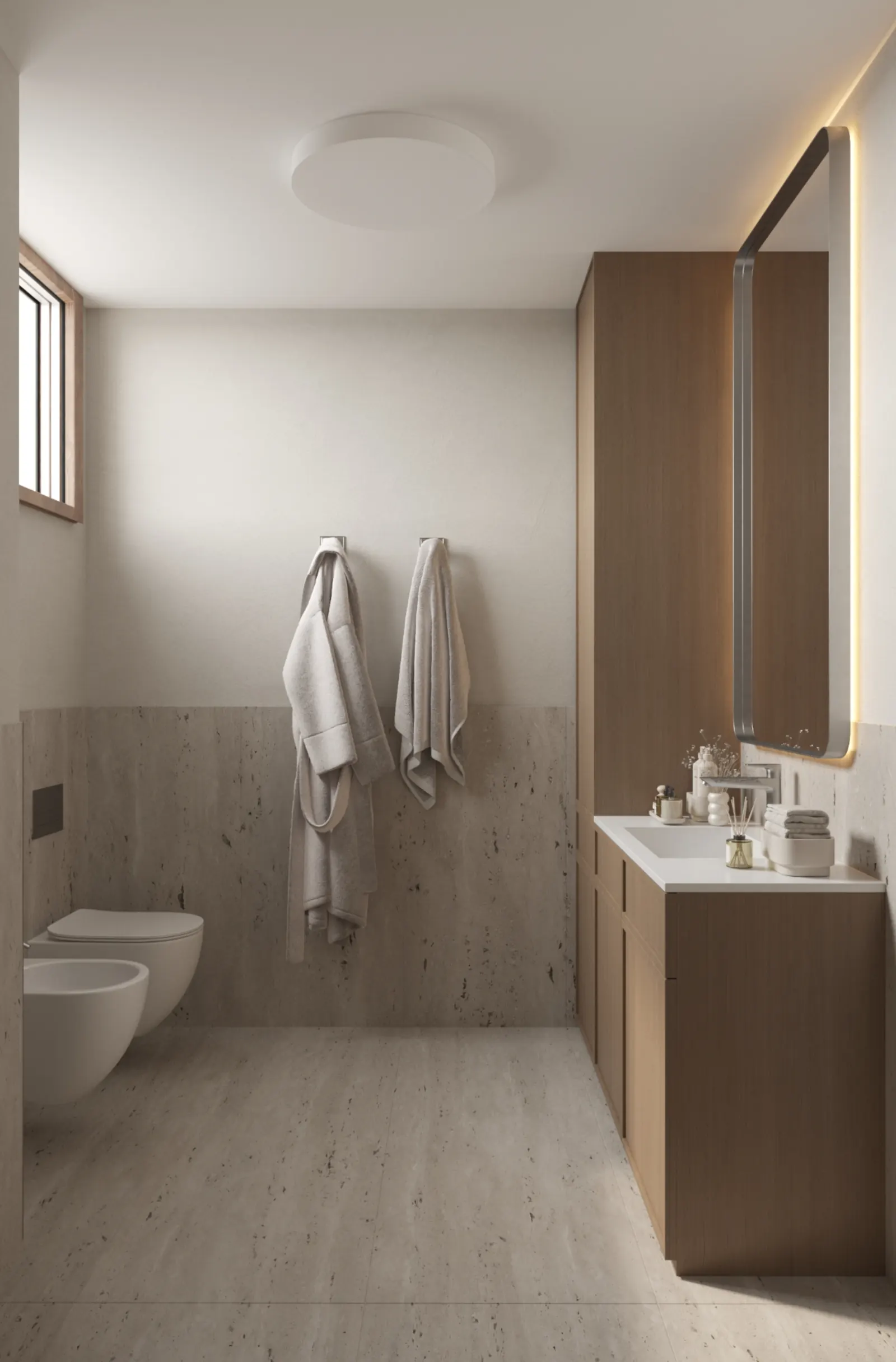 Bagni moderni — marmo, design e luce naturale